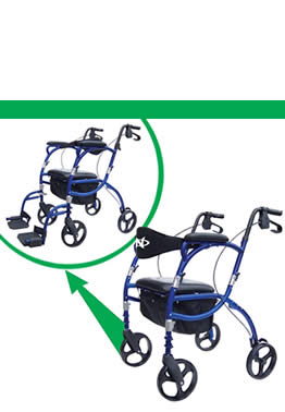 Combination Rolling Walker + Transport Chair