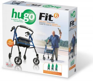 Ambulateur avec siège, Fit 6 de Hugo®, dans sa boîte pour la vente au détail