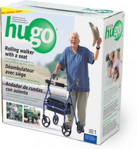 Ambulateur avec siège de Hugo®, emballage pour la vente au détail