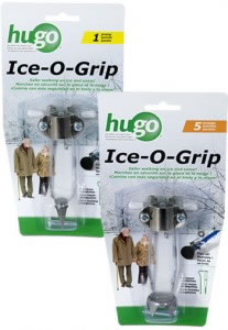 Ice-O-Grip Cane Tip by Hugo. 1-prong blister pack or 5-prong blister pack