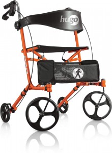 Hugo® Sidekick™ Side-Folding Rollator-Walker with a Seat, Tangerine