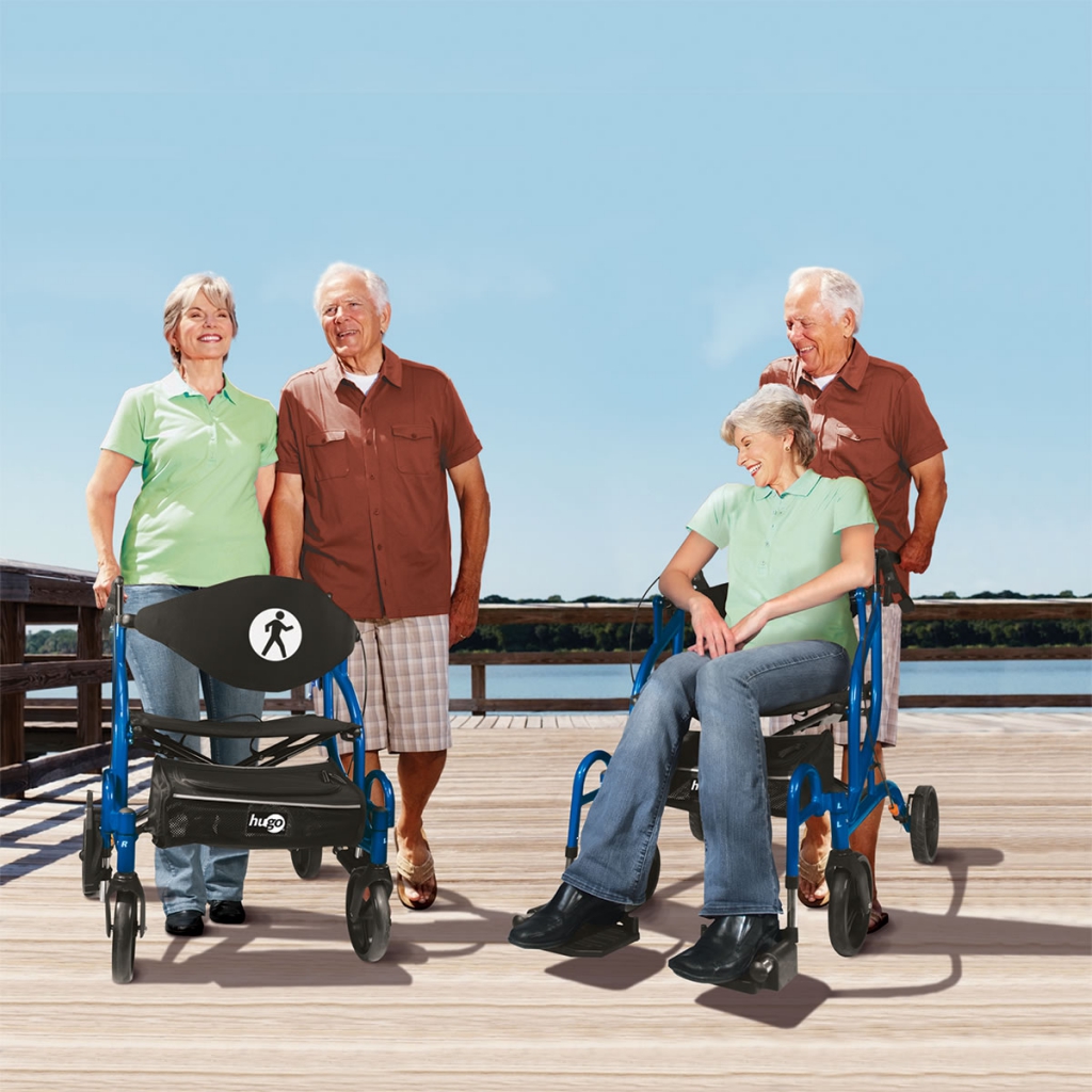 The 2 in 1 Hugo® Navigator™: Side-Folding Rollator and Transport Chair