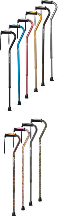 Hugo® Offset Canes, Ebony, Aquamarine, Rose, Amber, Cocoa, Smoke, and with Paisley, Bubblegum, Carbon Swirls and Rainforest patterns